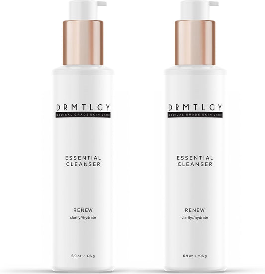 DRMTLGY Essential Facial Cleanser - Gentle Face Cleanser and Face Wash for Women and Men with Anti-Aging Peptides & Hyaluronic Acid. 6.9 fl oz, 2 Pack