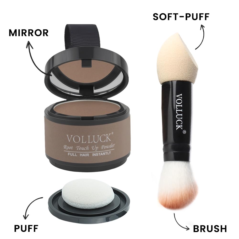 Root Touch Up Powder, Instantly Gray Root Cover Up Hairline Powder, Hair Concealer for Women and Men (A-Light Brown, 2PC)