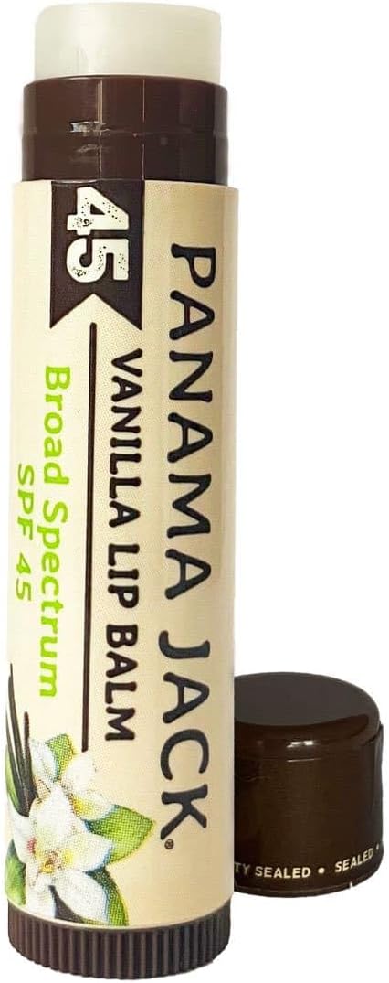 Panama Jack Sunscreen Lip Balm - SPF 45, Flavor Pack, Broad Spectrum UVA-UVB Sunscreen Protection, Prevents & Soothes Dry, Chapped Lips (5 Pack)