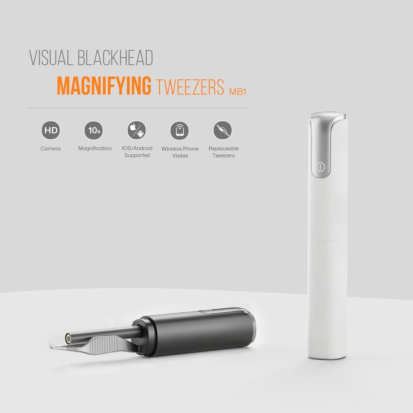 Blackhead Removal Tweezer with 1080p Camera, Ultimate Precision: Blackhead Removal with Camera - Perfect for Delicate Tasks! - - Eyebrow Tweezer, Pull White Hair (White)