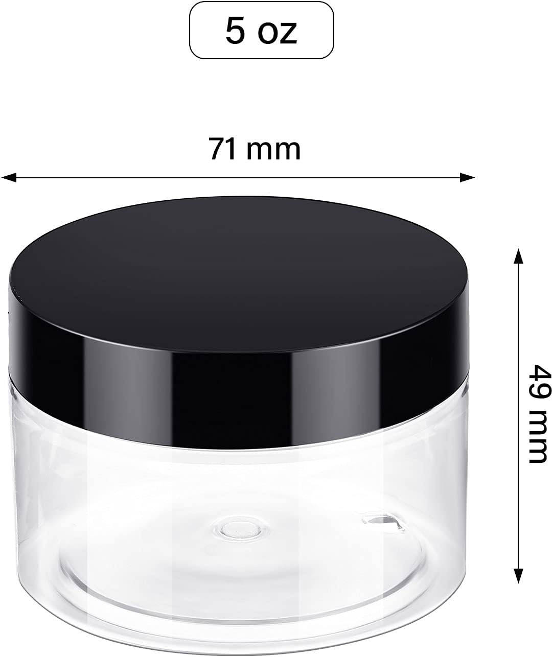 SATINIOR 24 Pieces Empty Clear Plastic Jars with Lids Round Storage Containers Wide-Mouth for Beauty Product Cosmetic Cream Lotion Liquid Butter Craft and Food (Black Lid, 5 oz)