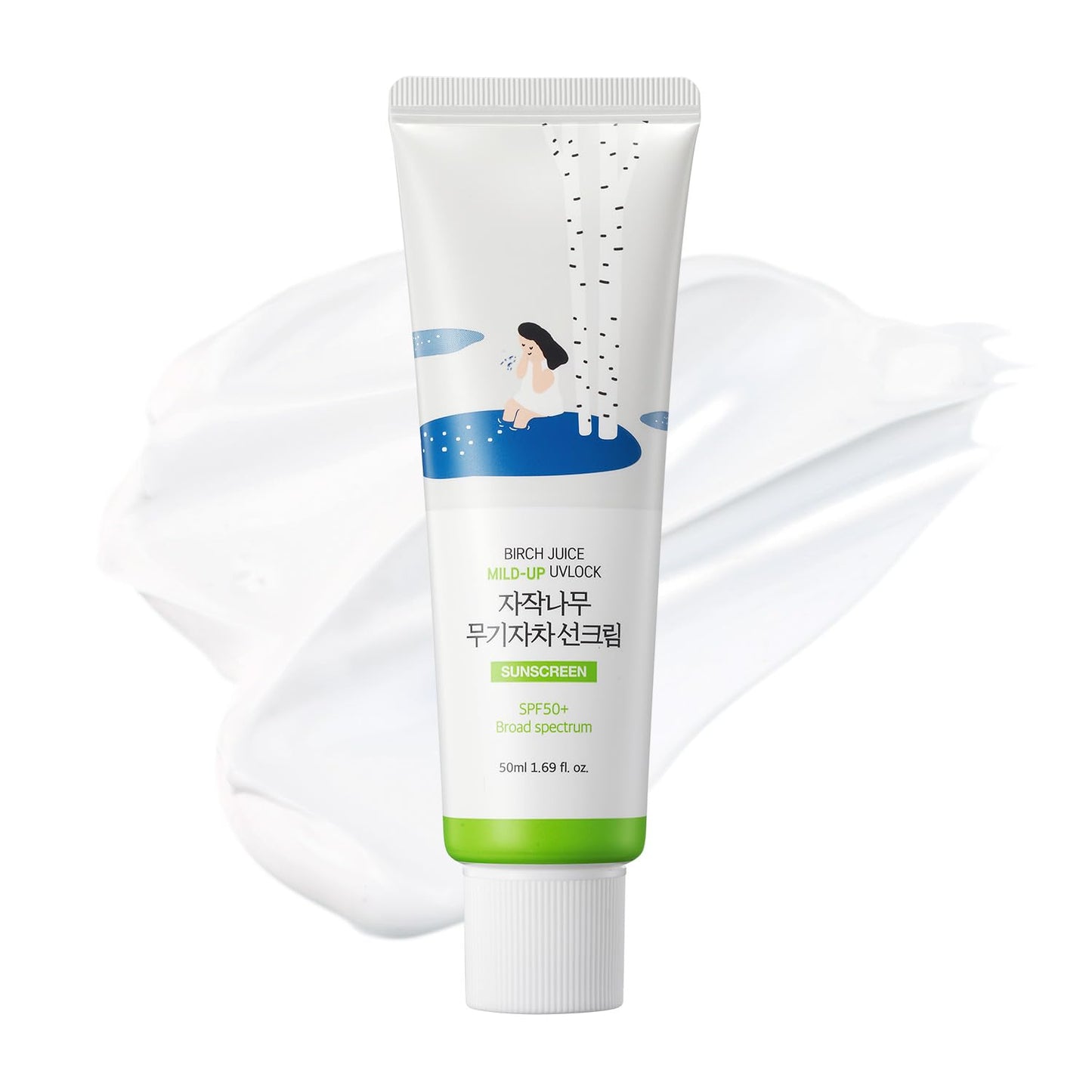 ROUND LAB Birch Juice Mild-up UV LOCK SPF 50+, Zinc Oxide Sunscreen, broad spectrum, lightweight