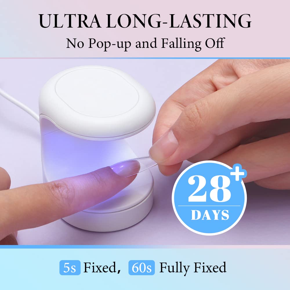 INFELING Solid Gel Nail Gl ue - Nail G lue Gel for Nail Tip Press on Nails, Long Lasting(Curing Needed), Super Strong Nail Glue for Nail Extension