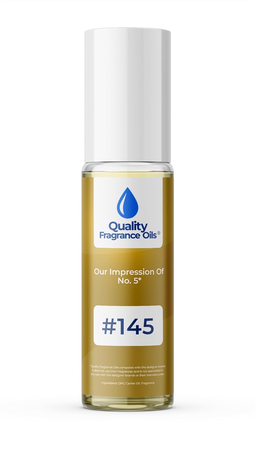 Quality Fragrance Oils' No. 5 Impression #145 | Long-Lasting Perfume Oil, Alcohol-Free, Strong Scent, 10ml Roll-On | Affordable Alternative to Designer Fragrances