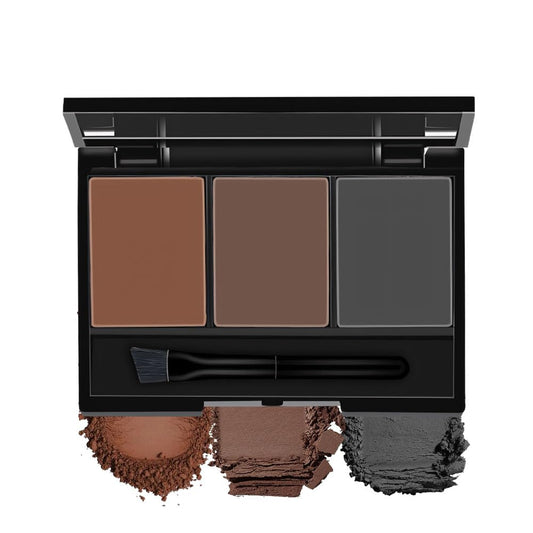 Eyebrow Powder Medium Brown Black Grey Kit,Eye Brow Powder for Women with Brow Brush,Long-Lasting Waterproof Three Colors Brow Filler Get Full Defined Natural Brows,Brown Eyebrow Powder Makeup