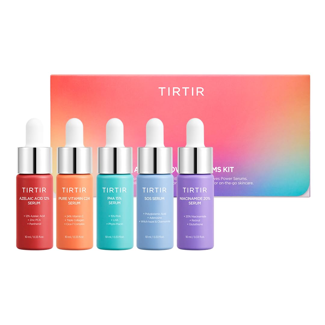 TIRTIR 5 Actives Power Serums Kit – Korean Skin Care Set with Vitamin C, Niacinamide, Azelaic &