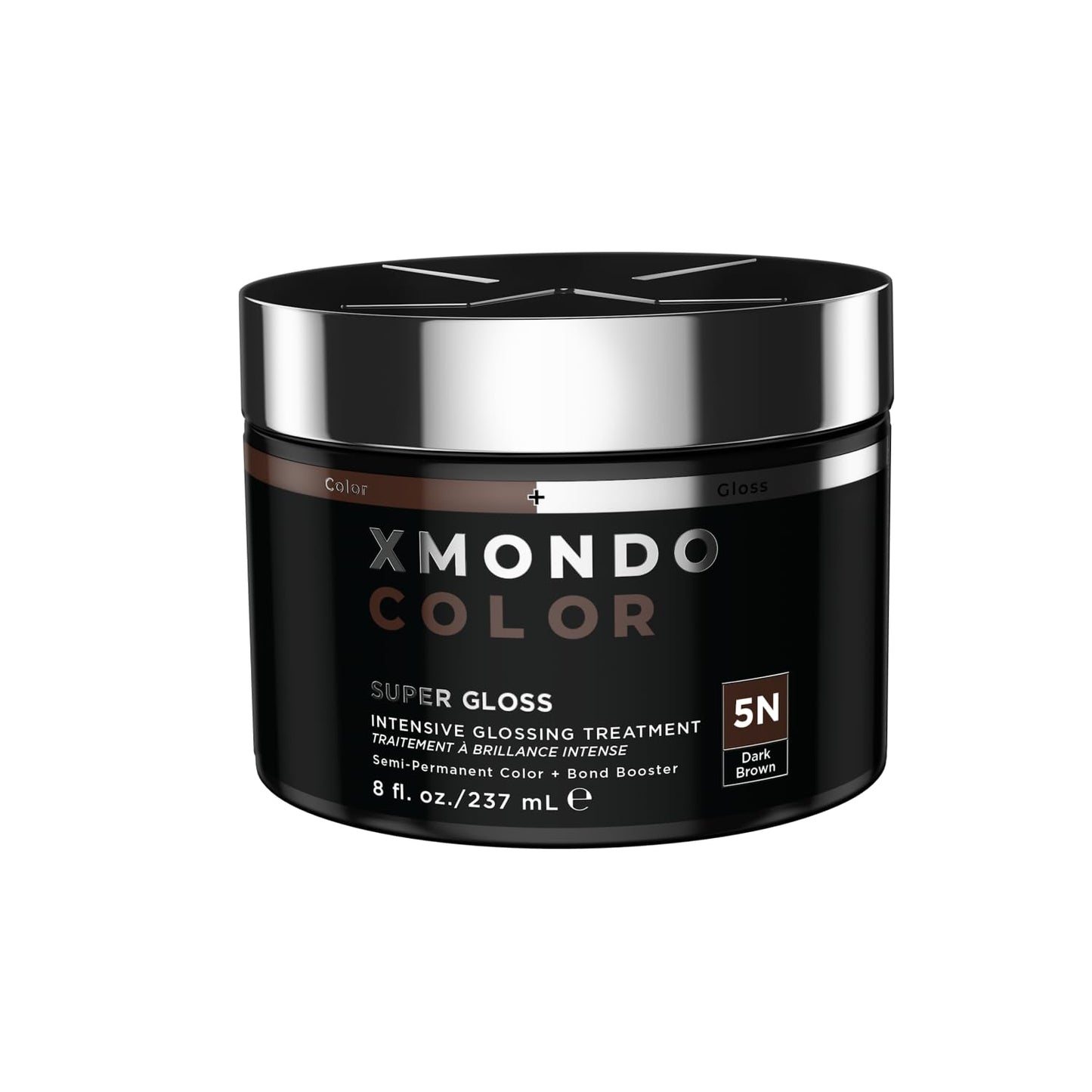XMONDO Color Dark Brown Color Depositing Mask & Semi-Permanent Hair Dye Super Gloss | Infused with Bond Boosters for Nourishment, Revitalize & Repair, Vegan Formula, 8 Fl Oz 1-Pack