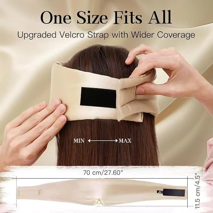 100% Mulberry Silk Sleep Mask, Large Adjustable Eye Cover for Sleeping, Comfortable, Pressure-Free and Breathable Sleeping Masks for Women Men - Biege