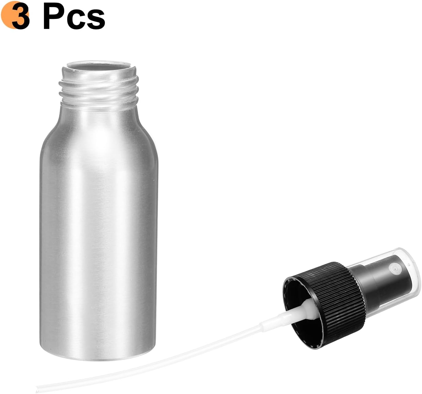 HARFINGTON 3pcs Aluminum Fine Mist Spray Bottles 50ml/1.7oz Metal Small Liquid Alcohol Refillable Travel Container with Black Plastic Nozzle Cap for Perfume Skincare Cosmetic Storage Bottle