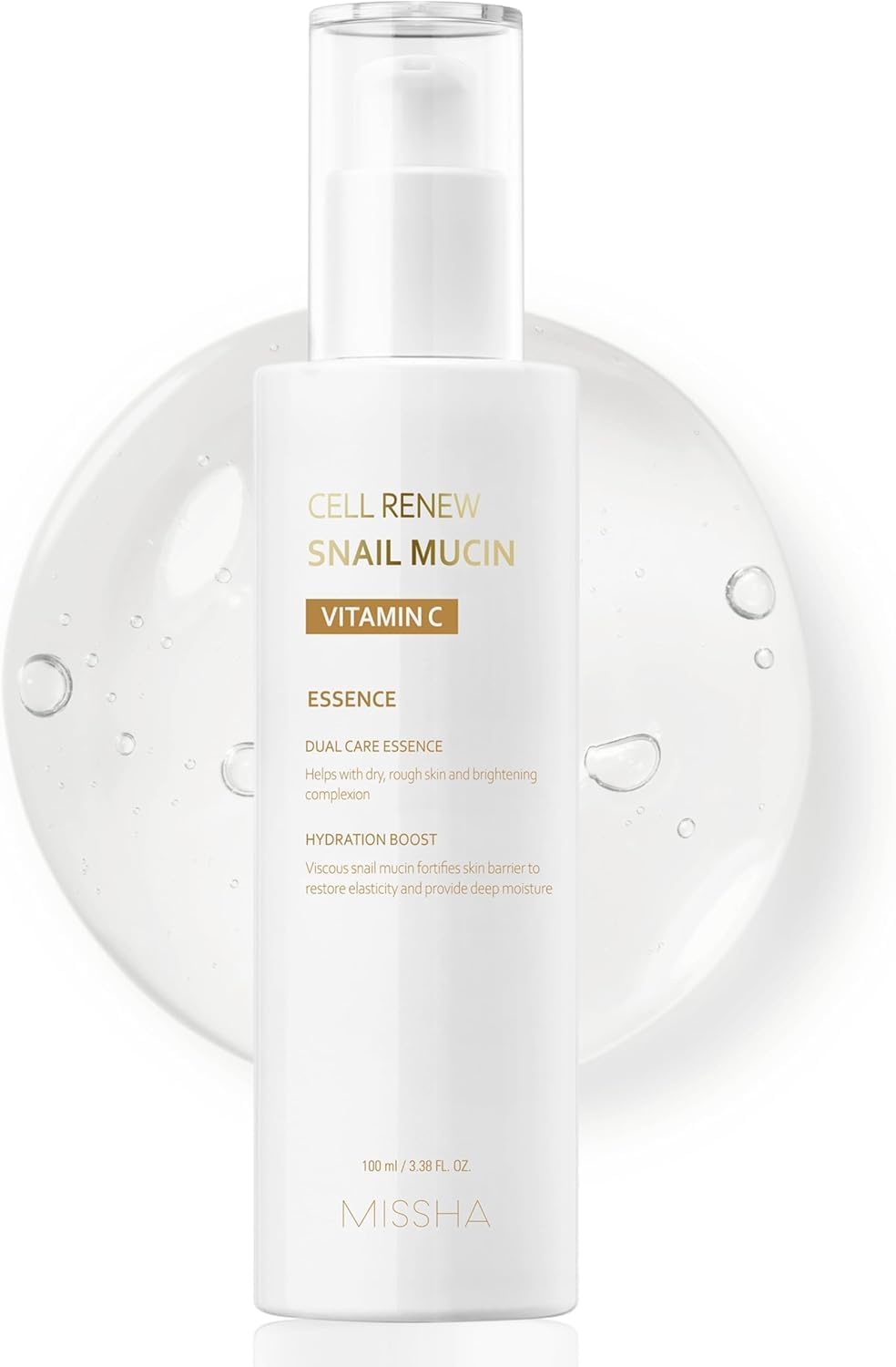 MISSHA Cell Renew Snail Mucin Vitamin C Korean Essence Serum 3.38 oz