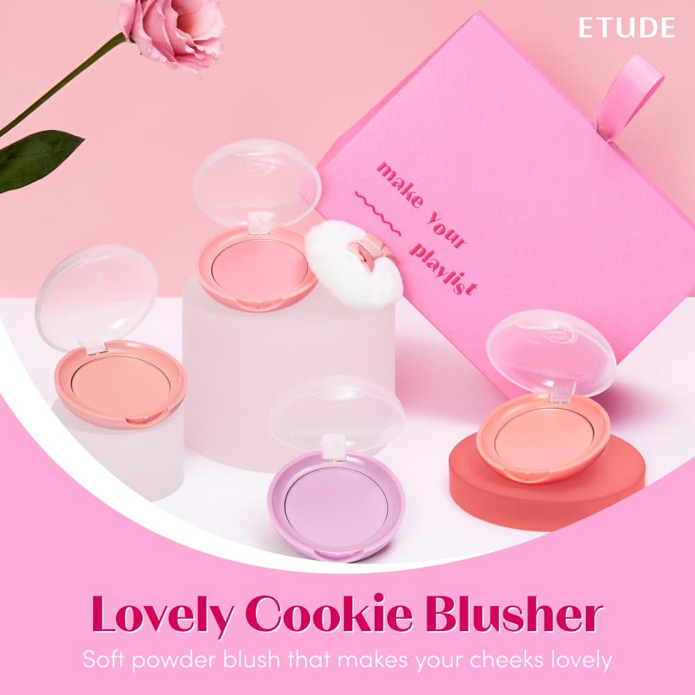 ETUDE Lovely Cookie Blusher - Apricot Peach Mousse 4g | Glowing & Natural Powder Blush with