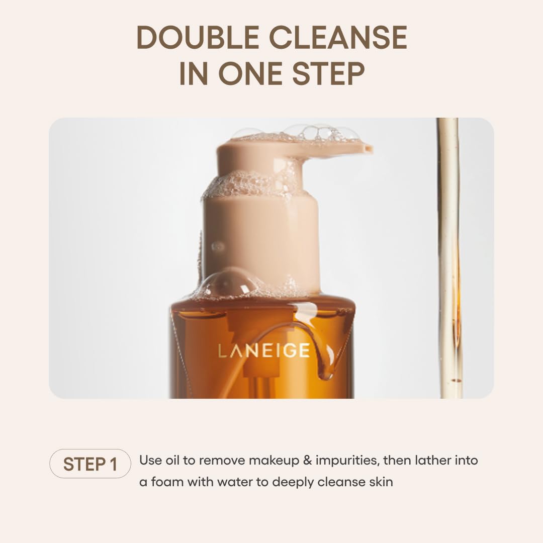 LANEIGE Perfect Renew Nourishing Oil-to-Foam Cleanser: 2-in-1 Anti-Aging Face Wash for a Radiant