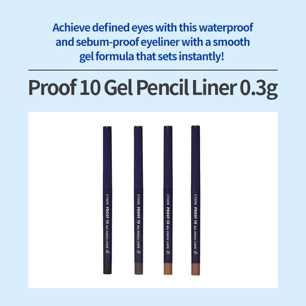 ETUDE Proof 10 Gel Pencil Eyeliner, Black, Waterproof