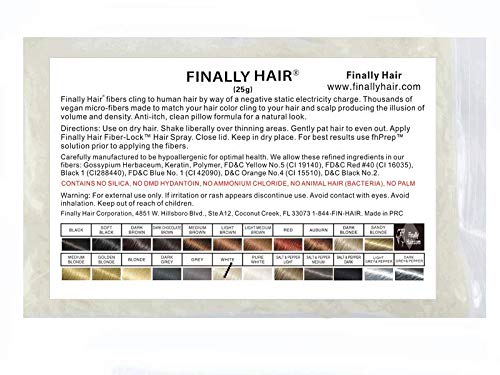 Hair Building Fibers 25 gram (ammonium chloride free) Refill Bag by Finally Hair. Compatible Replacement/Refill for Toppik Xfusion (Off White)