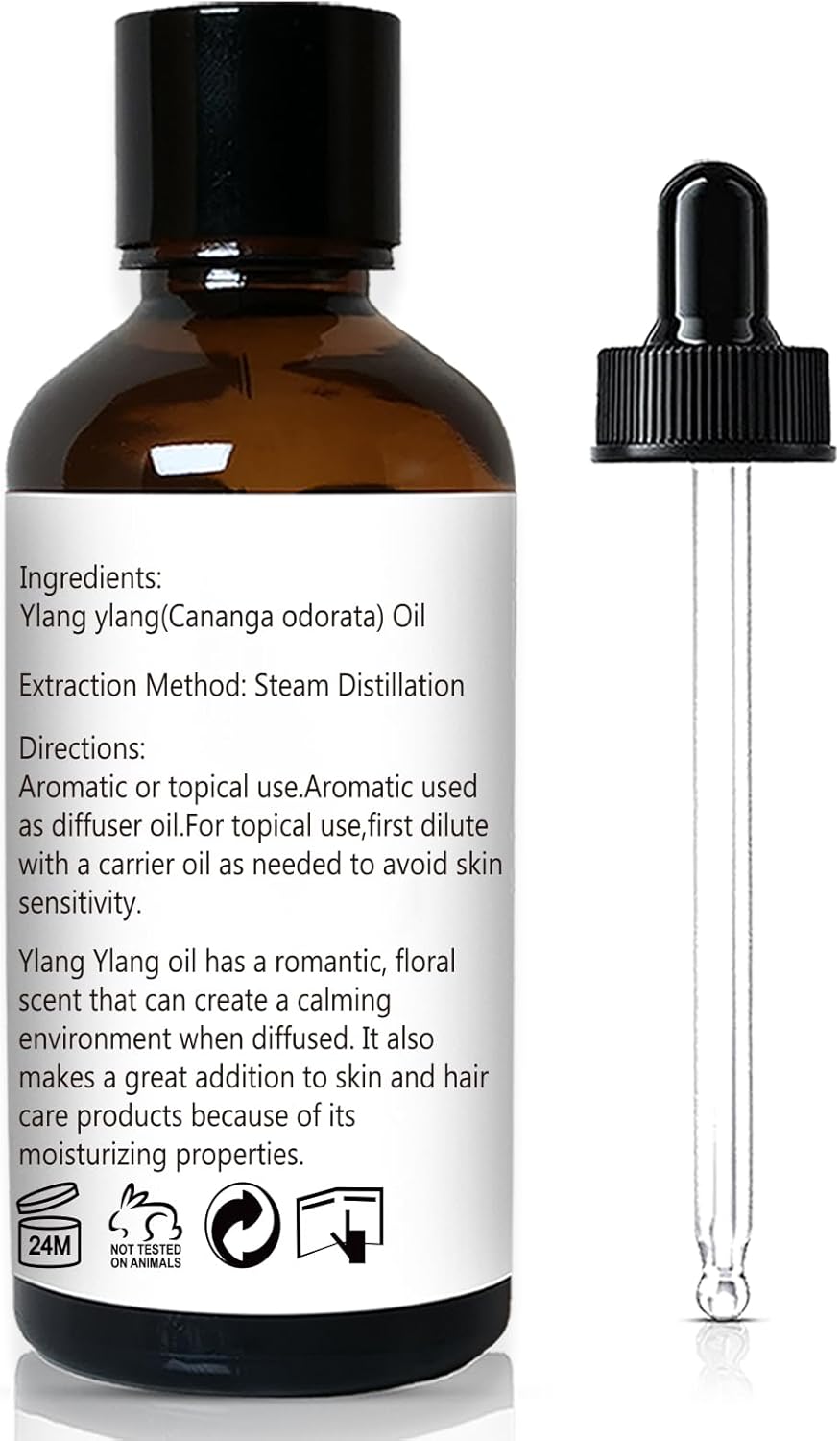 Ylang Ylang Essential Oil 1 Oz – 100% Pure & Natural Ylang Ylang Oil for Skin, Aromatherapy, Massage & Relaxation – 30ml