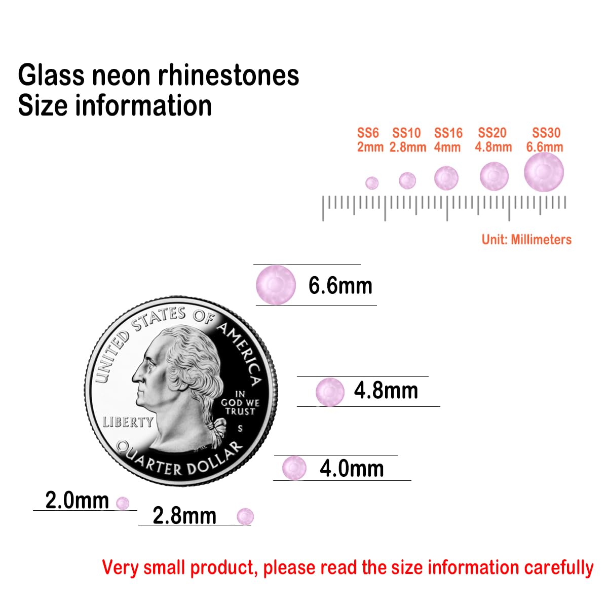 Flatback Glass Rhinestones,Bedazzler Gems 1440pcs Non Hotfix Crystal Rhinestones for Nail Charms Crafts Clothes Tumblers,Lt.Pink Neon,SS20