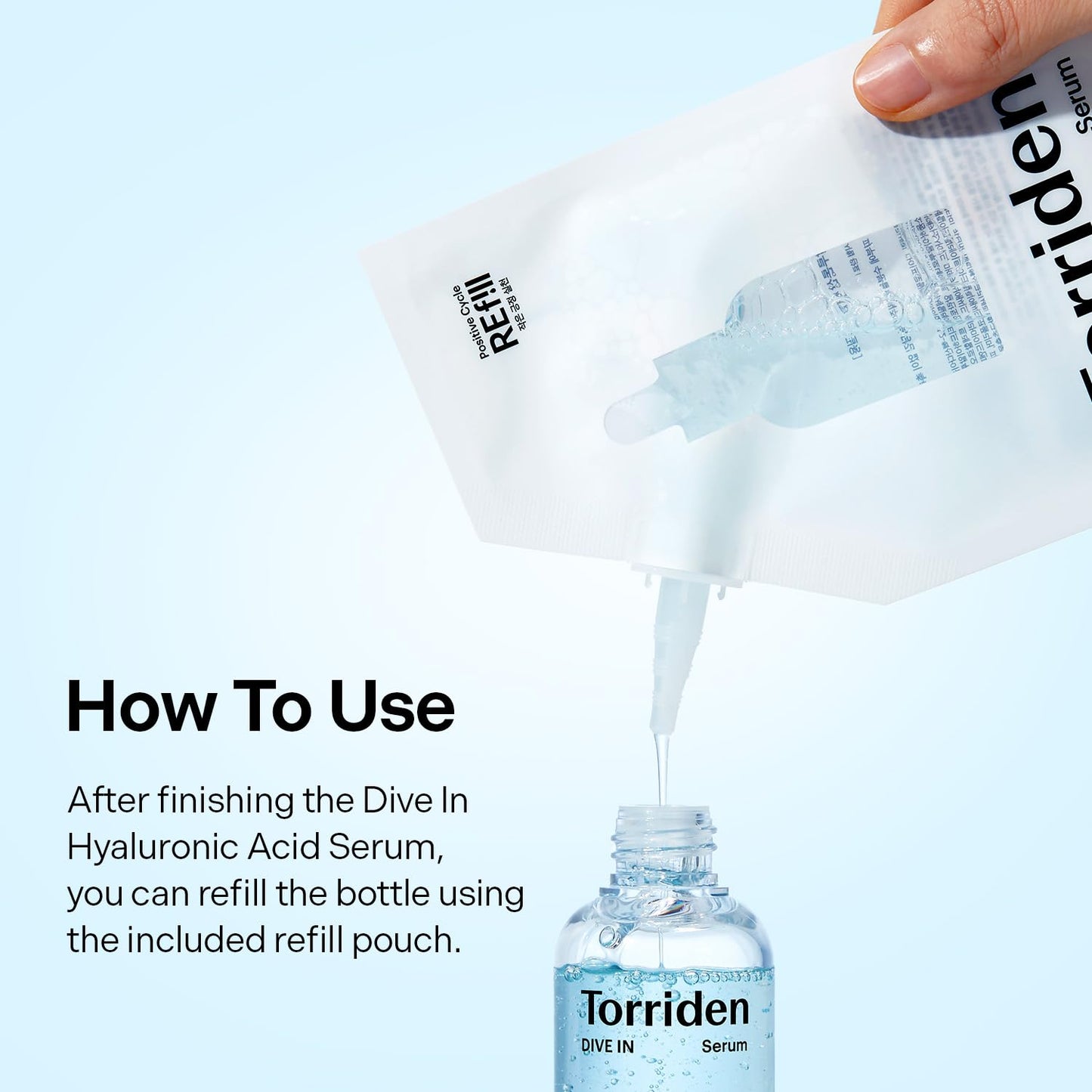 Torriden DIVE IN Serum 1.69 fl oz + refill pouch 1.69 fl oz | Deep Hydration to Get Glow Skin | Hyaluronic Acid, Panthenol, Allantoin | Korean Facial Serum