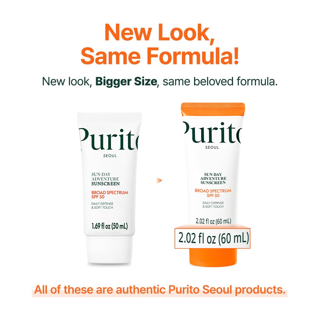 PURITO Korean Sunscreen SPF 50 for Sensitive Skin, 2.02 fl.oz