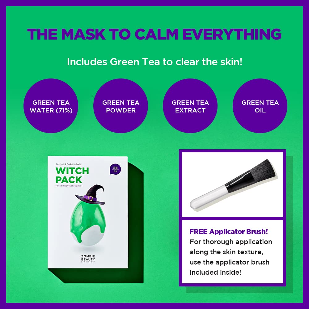 SKIN1004 Witch Pack (1box - 8ea) | Creamy Mud Pack with Green Tea, Water Calming Purifying Pore Care