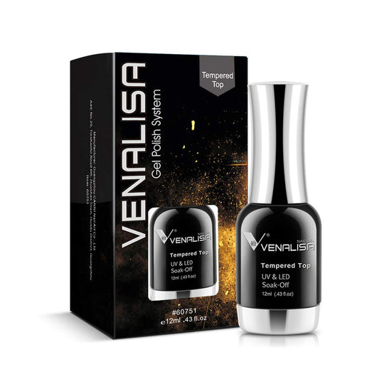 VENALISA 12ML No Wipe Tempered Top Coat, Scratch Resistant Long Lasting High Gloss Soak Off Clear
