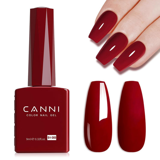 CANNI Red Gel Polish, 1Pcs Deep Dark Red Color Nail Polish Gel High Gloss Soak Off UV French Nail