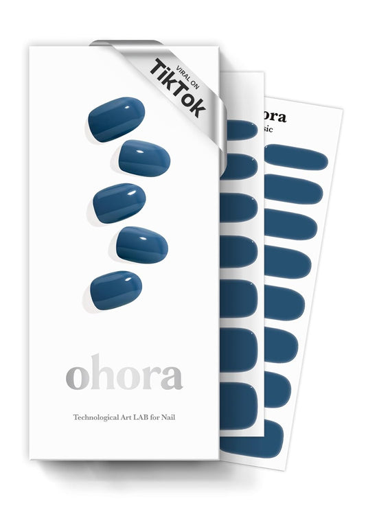 ohora Semi Cured Gel Nail Strips (N Cream Indigo) - Blue, Solid, Works with Any UV/LED Lamps