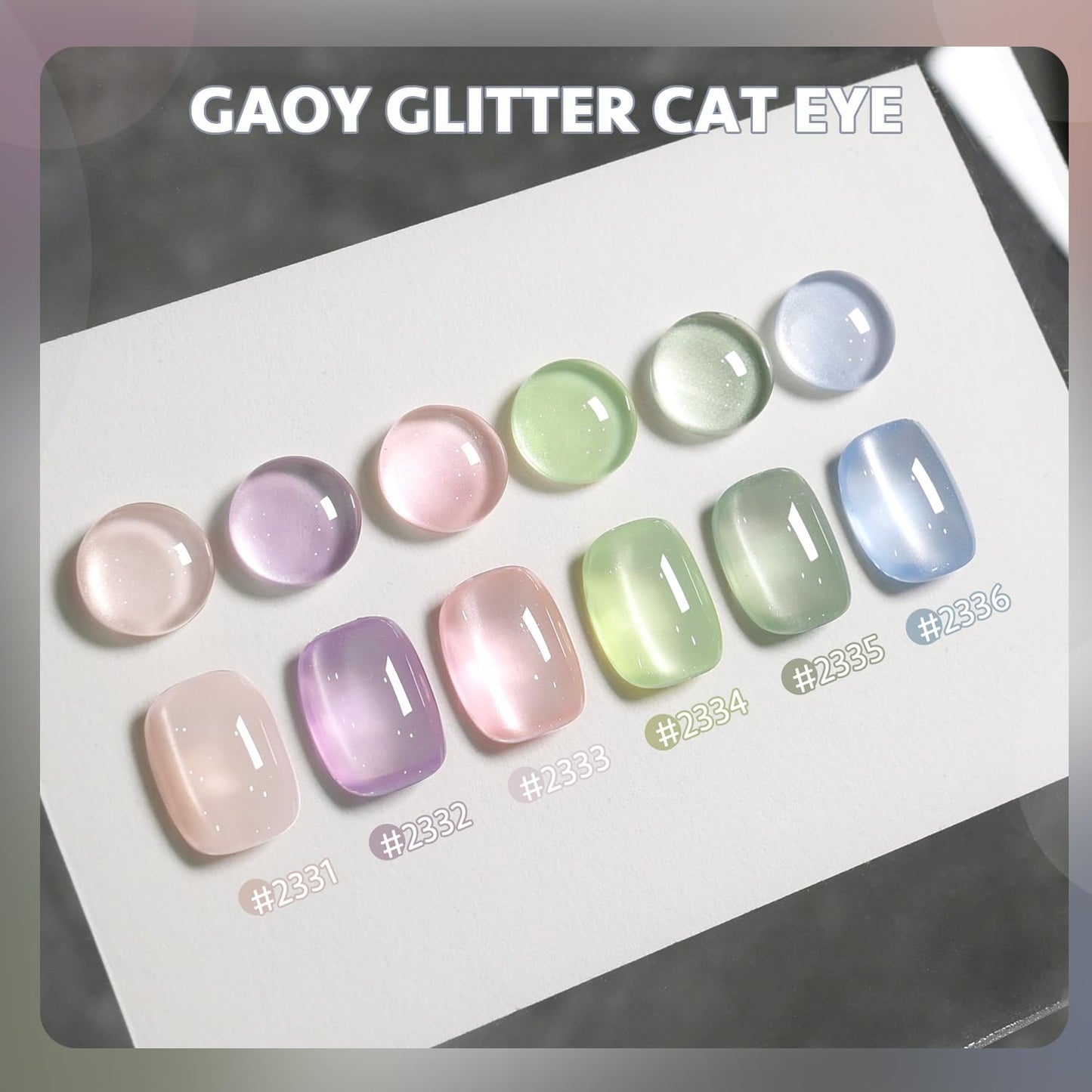 GAOY Cat Eye Gel Nail Polish Set with Magnet for Green Blue Pink Glitter Holographic Cat Eye, Salon Gel Manicure and Nail Art DIY at Home, Minty Fresh