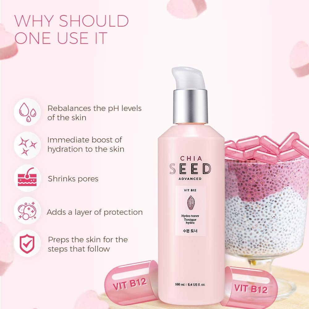 The Face Shop Chia Seed Hydro toner | Soft Hydrating Lotion for Dry Skin Moisture & Comfort |