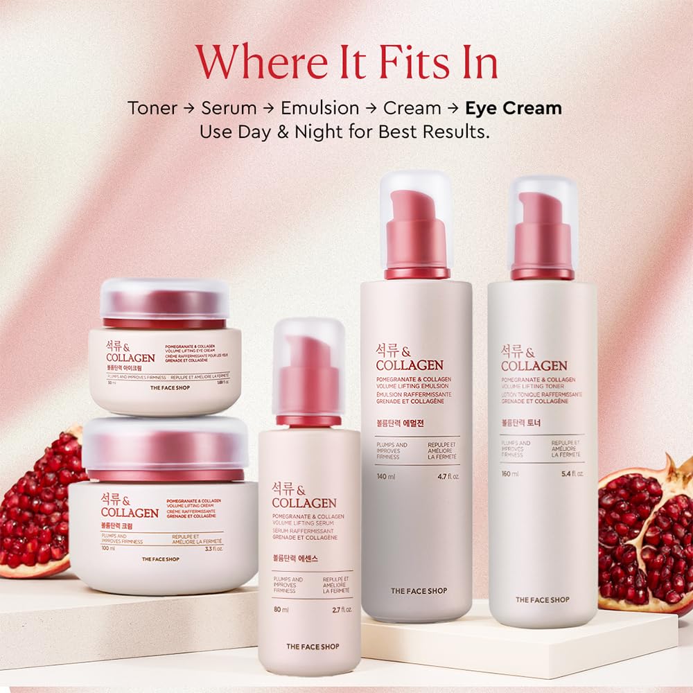 The Face Shop Pomegranate & Collagen Volume Lifting Eye Cream | Ultra-Light Eye Cream for Eye Skin