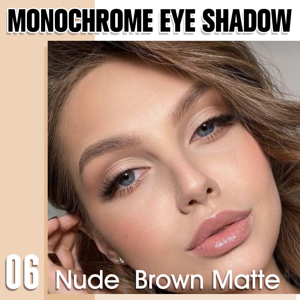 Nude Brown Matte Eyeshadow Palette for Women, Single Monochrome Eye Shadow Makeup, Shiny Pressed Powder, Blendable Natural sombras para ojos, Holographic,Vegan,Travel -6