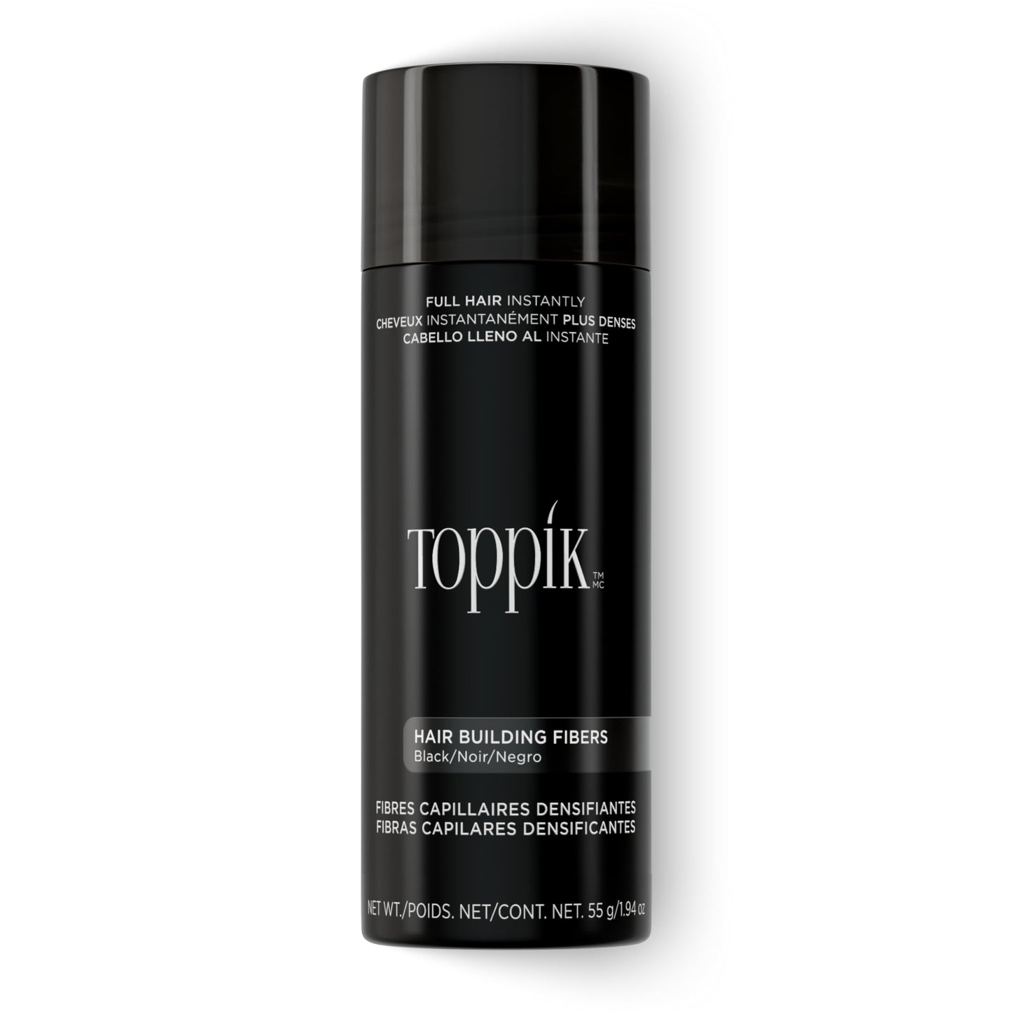 Toppik Hair Building Fibers, Black, 55g Fill In Fine or Thinning Hair, Instantly Thicker, Fuller