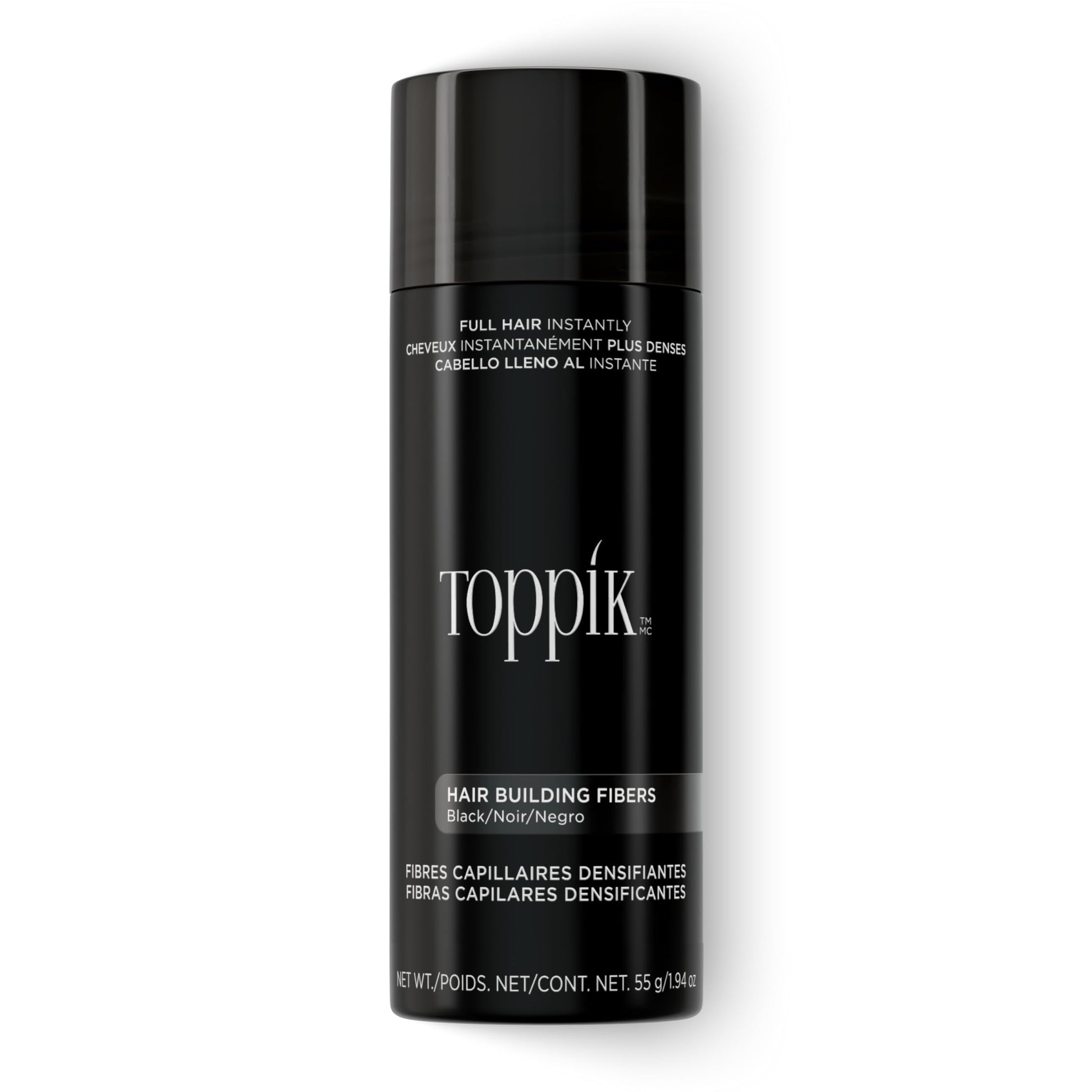 Toppik Hair Building Fibers, Black, 55g Fill In Fine or Thinning Hair, Instantly Thicker, Fuller