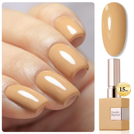 Double Rhythm 0.50 OZ Nude Gel Polish Same Color Same Bottle Sheer Pastel Neutral Natural Milky 15 ML Jelly UV Nail Art DIY at Home (Earth Beige-A1442)