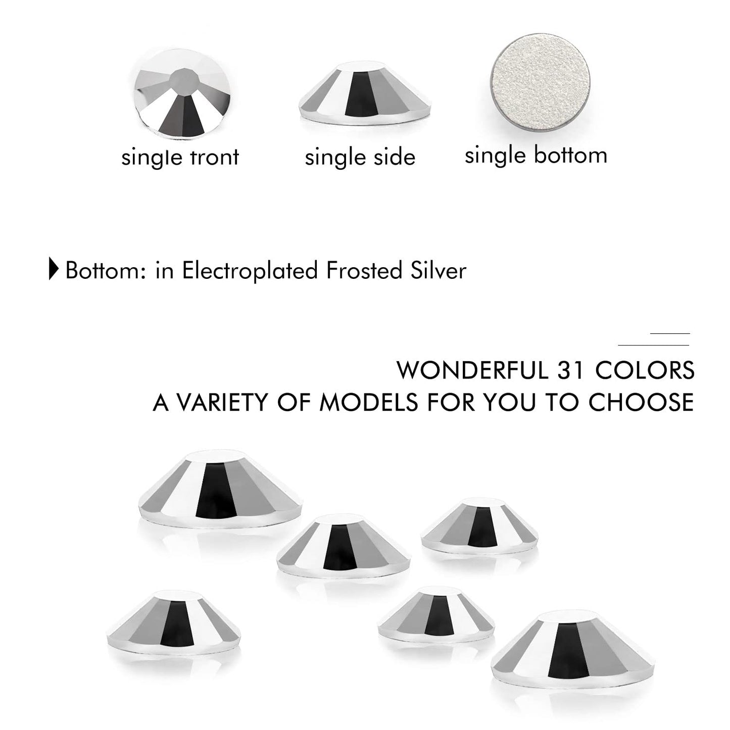 3000Pcs Silver Crystal Rhinestones,Glass Flatback Rhinestones Gemstones Mini for Nail Face Makeup Art Crafts Clothes Decoration -(SS6,2.0mm,Silver)