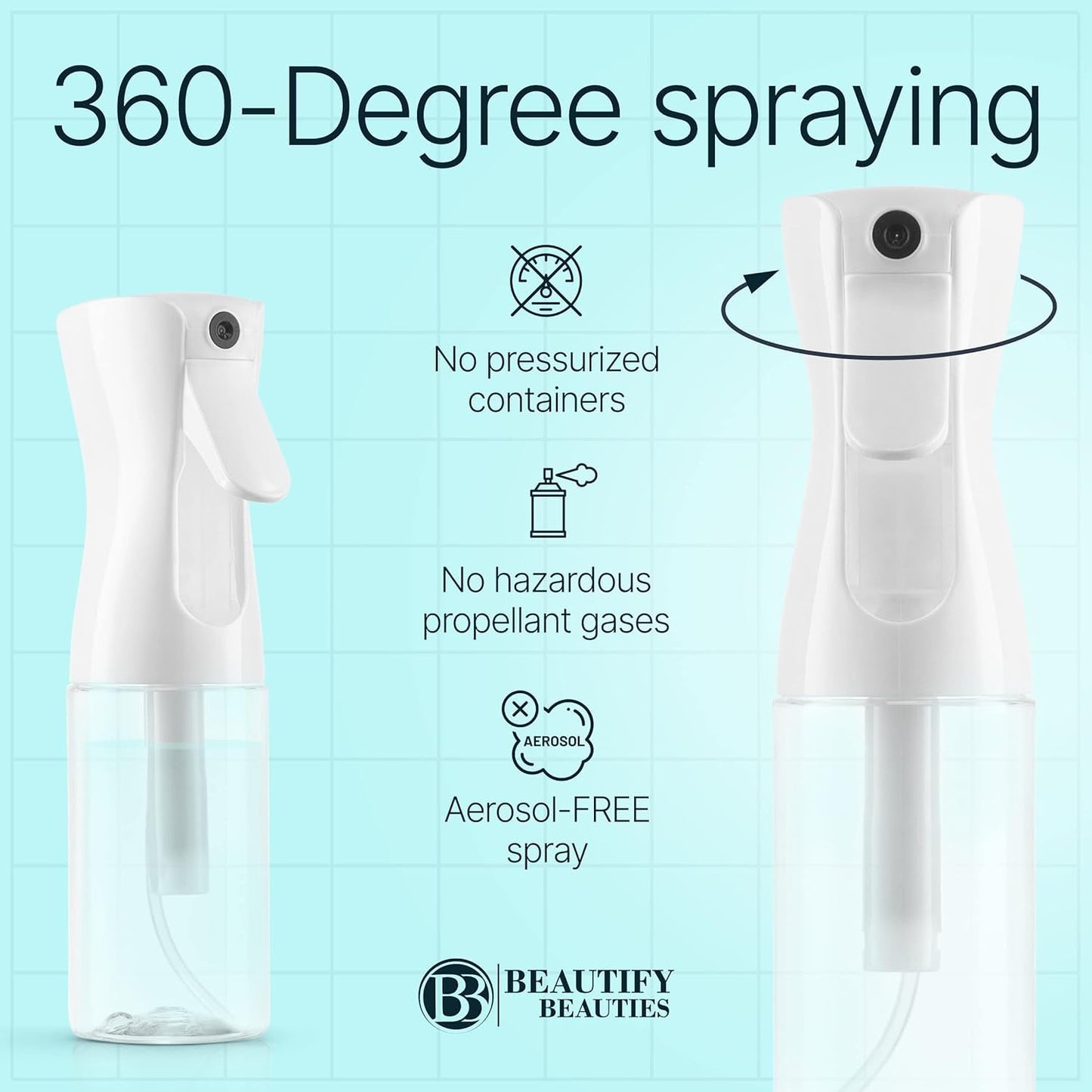 BeautifyBeauties Hair Spray Bottle – Ultra Fine Continuous Water Mister for Hairstyling, Cleaning