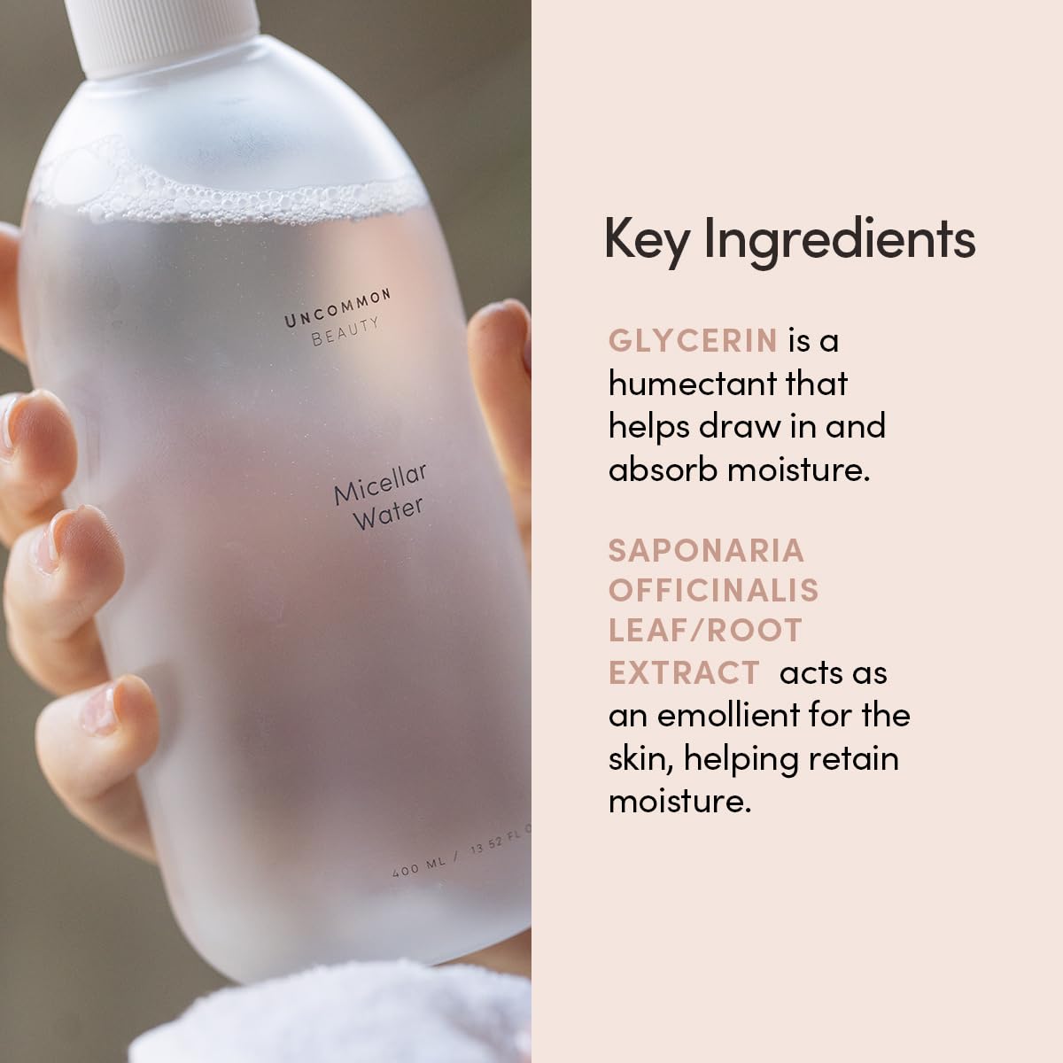 Micellar Water - Two-in-One Gentle Cleanser and Makeup Remover - Removes Dirt and Oil for a Fresh, Clean Complexion - Vegan, Cruelty Free, Synthetic Fragrance Free, 13.52 FL OZ