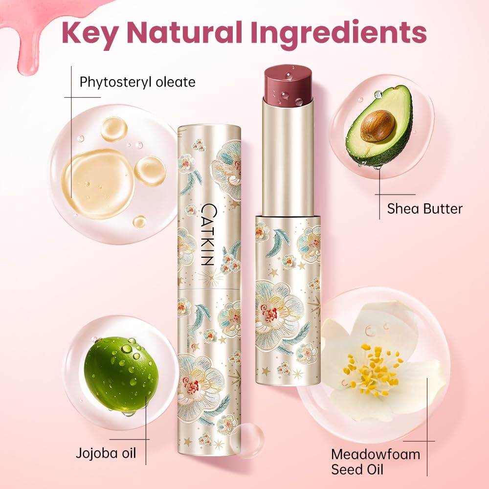 CATKIN Glossy Lip Balm Ultra Hydating Glow Lip Tinted Jelly Plumping Melting Balm Shea Butter Repair Soothing For Dry Lips 0.12 oz C10 HIBISCUS