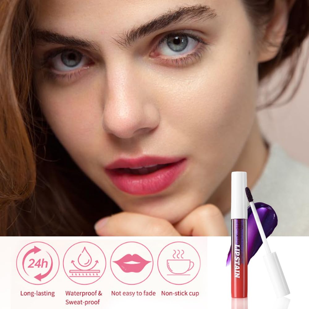 evpct Red Peel Off Lip Stain Tints, Red Liquid Lipstick Lip Stain Long Lasting Waterproof for Women, Non-stick Cup Lipstick Peel Off Highly Pigmented Not Faded Smudge-proof Easy to Apply, 03