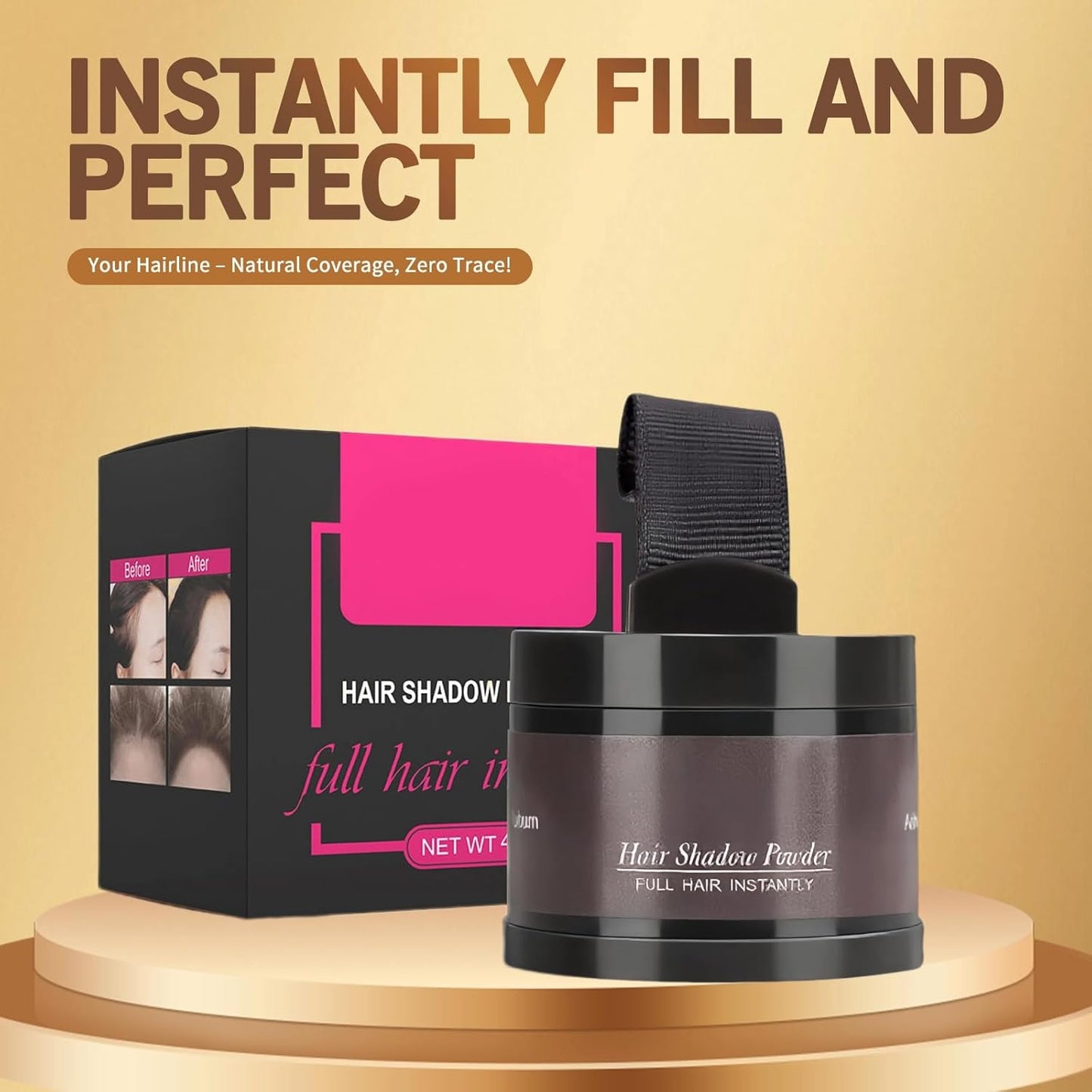 Hairline Powder (Auburn) - Instantly Cover Gray Hair Roots, Hair Color Shadow, Thin Hair Touch-Up, 4g