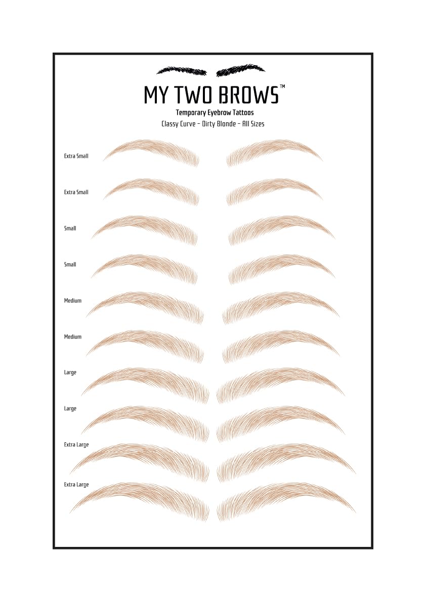 (10 pairs) Dirty Blonde Temporary Eyebrow Tattoo - Small Size - Waterproof & Smudgeproof - Classy Curve Style Eyebrow Stickers - Sheet Lasts up to 30 Days - Won't Work on Existing Brows