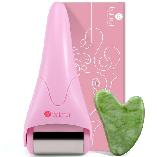 BAIMEI Stainless Steel Ice Roller for Face & Gua Sha Facial Tools, Soothes Puffiness, Self - Care Gift for Women