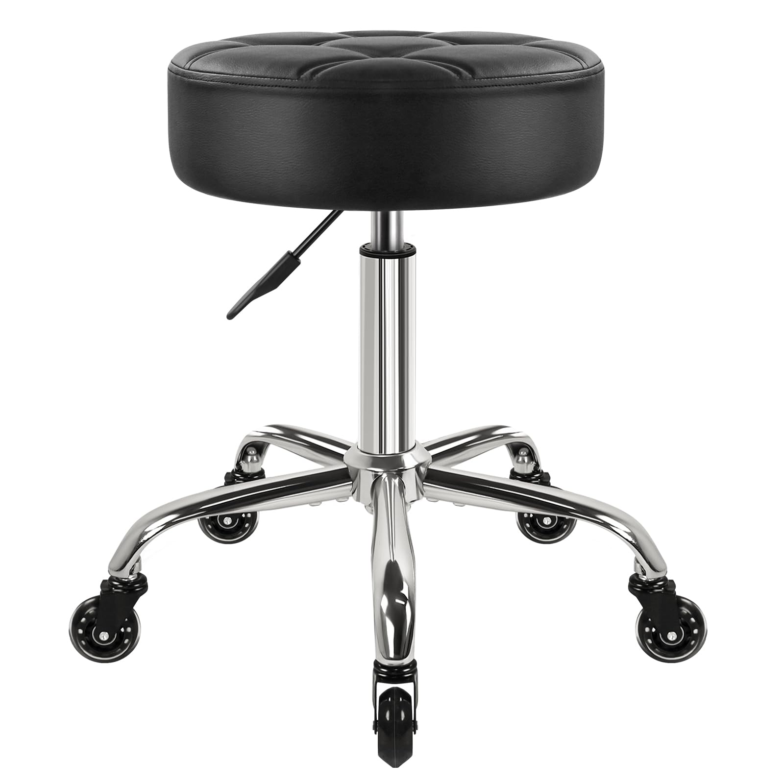 WKWKER Heavy Duty Rolling Stool with Wheels Hydraulic Swivel Adjustable Rolling Stool Ergonomic