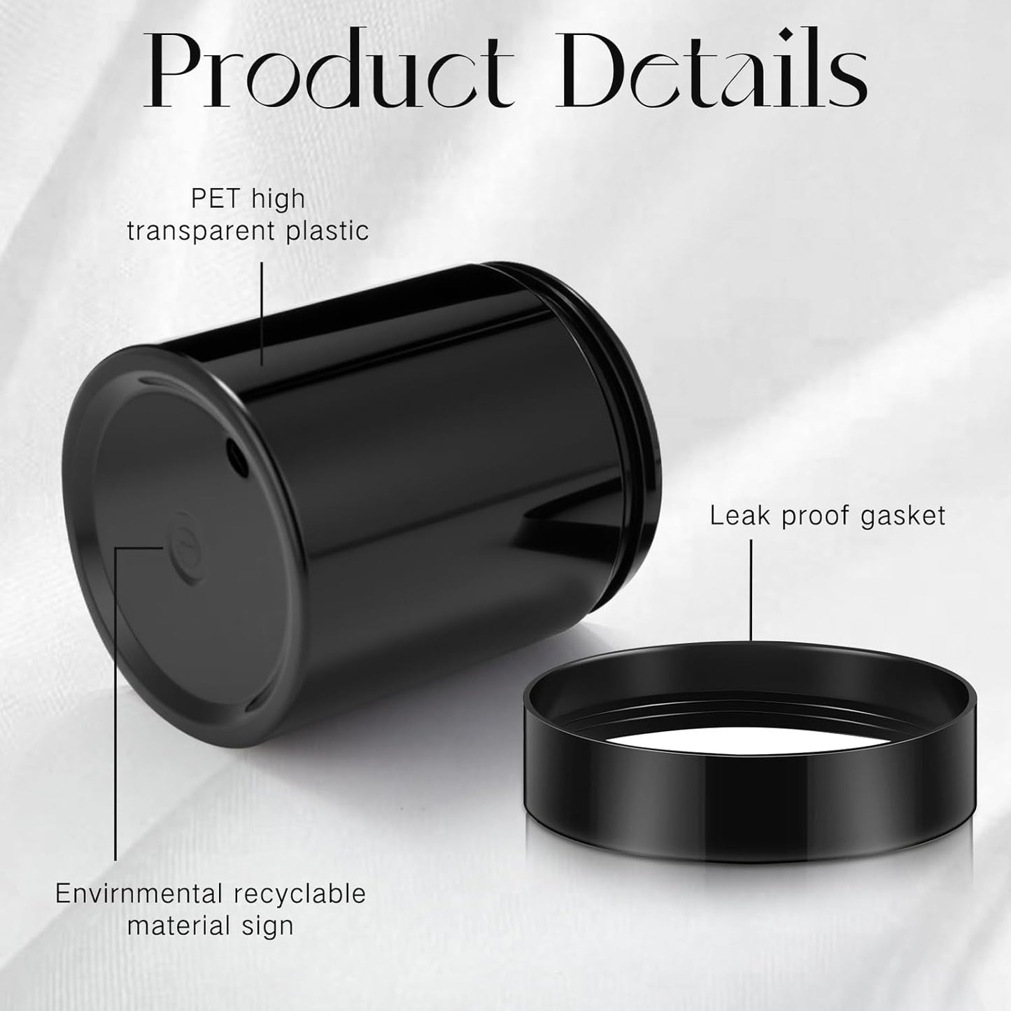 Patelai 4 Pieces Round Wide-mouth Leak Proof Plastic Container Jars with Lids for Travel Storage Makeup Beauty Products Face Creams Oils Salves Ointments DIY Making(8 Ounce,Pure Black)