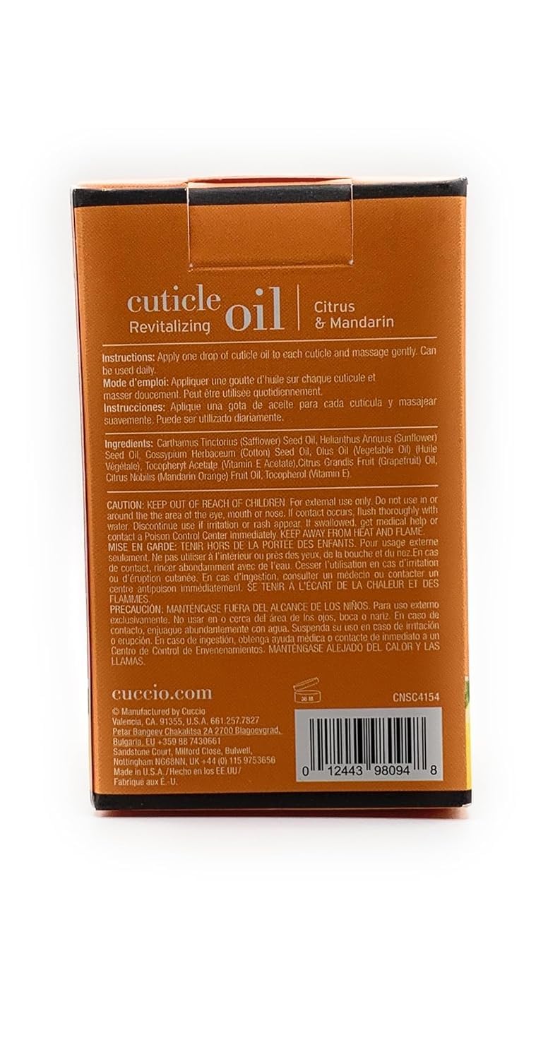 Cuccio Naturale Citrus & Mandarin Revitalizing Cuticle Oil, Lightweight Fast-Absorbing Hydrating