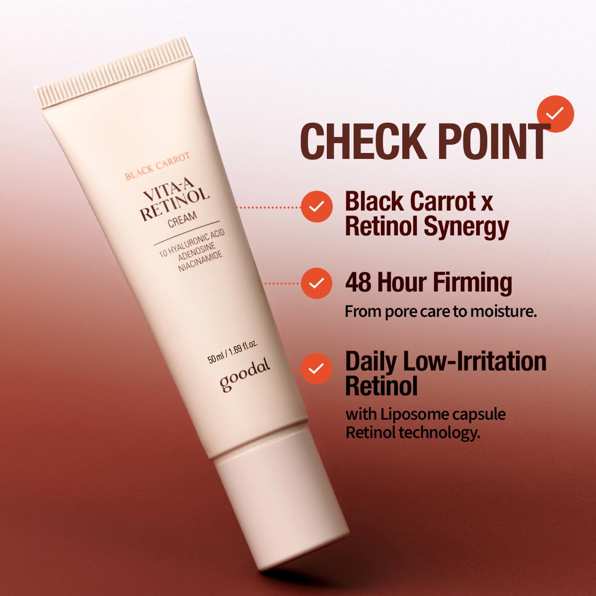 GOODAL Black Carrot Retinol Cream 1.69 fl.oz (50ml) – Beginner Friendly Korean Skin Care