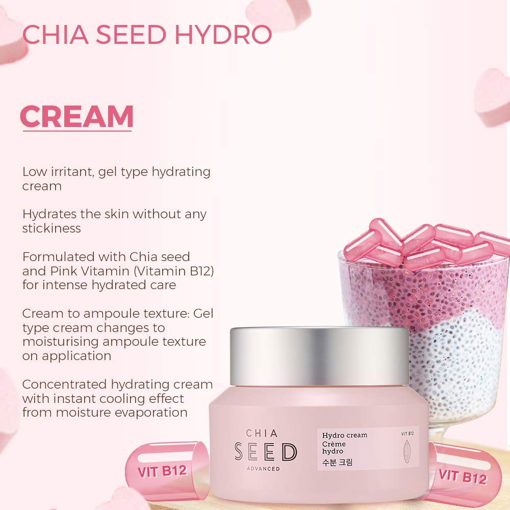 The Face Shop Chia Seed Advanced Hydro Cream | Concentrated Gel Type Hydrating Cream with Instant