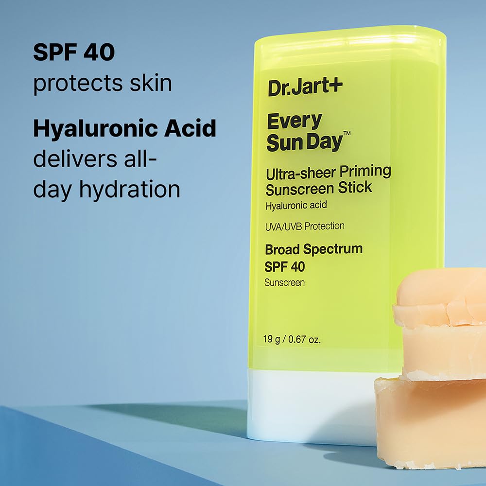 Dr.Jart+ Every Sun Day Invisible Korean Sunscreen Stick SPF 40 with Hyaluronic Acid | Glides Over
