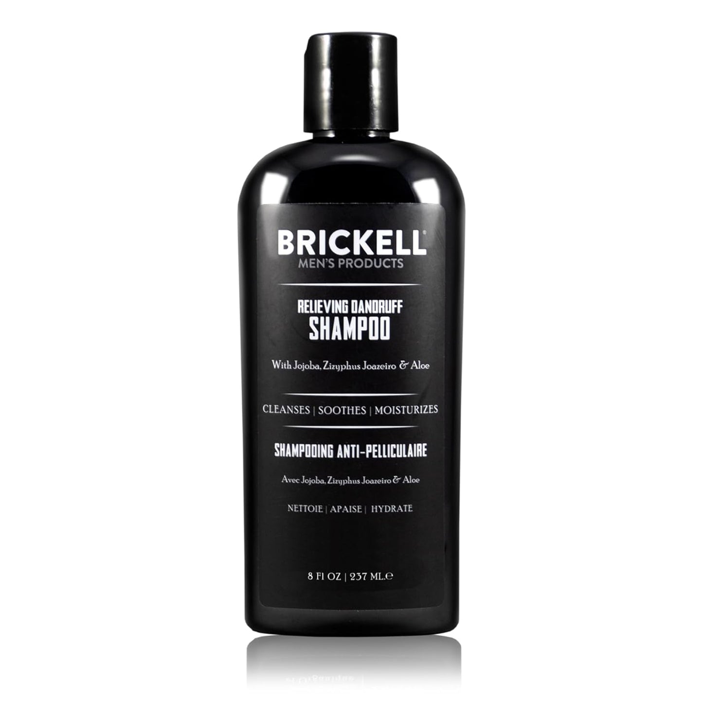 Brickell Men's Relieving Dandruff Shampoo For Men, Natural & Organic, Soothes and Eliminates Dandruff with Ziziphus Joazeiro, Aloe and Jojoba Oil (8 oz)