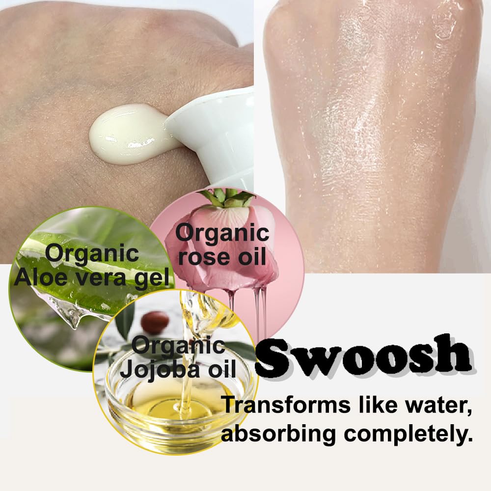 The Aroma Shop USDA Organic Certified Rose Emulsion - Lightweight Face Moisturizer with Aloe &
