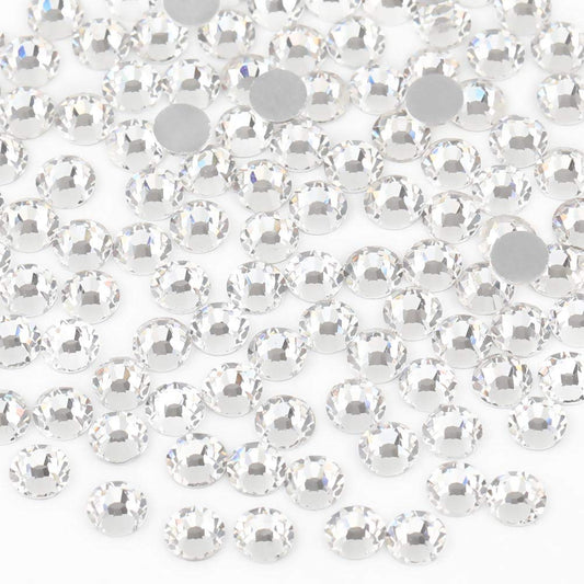 beadsland Flat Back Crystal Rhinestones Round Gems for Nail Art and Craft Glue Fix, Crystal, 10mm